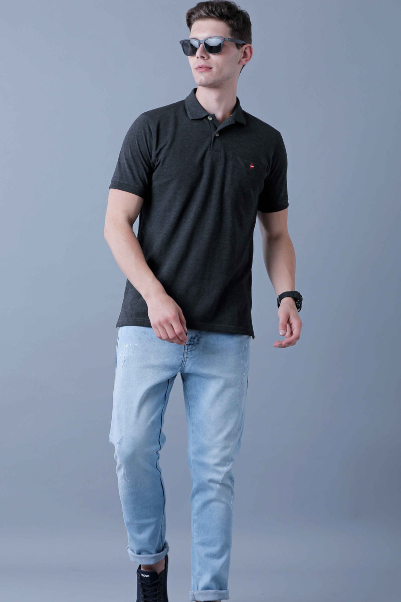 Charcoal Grey Polo T-Shirt