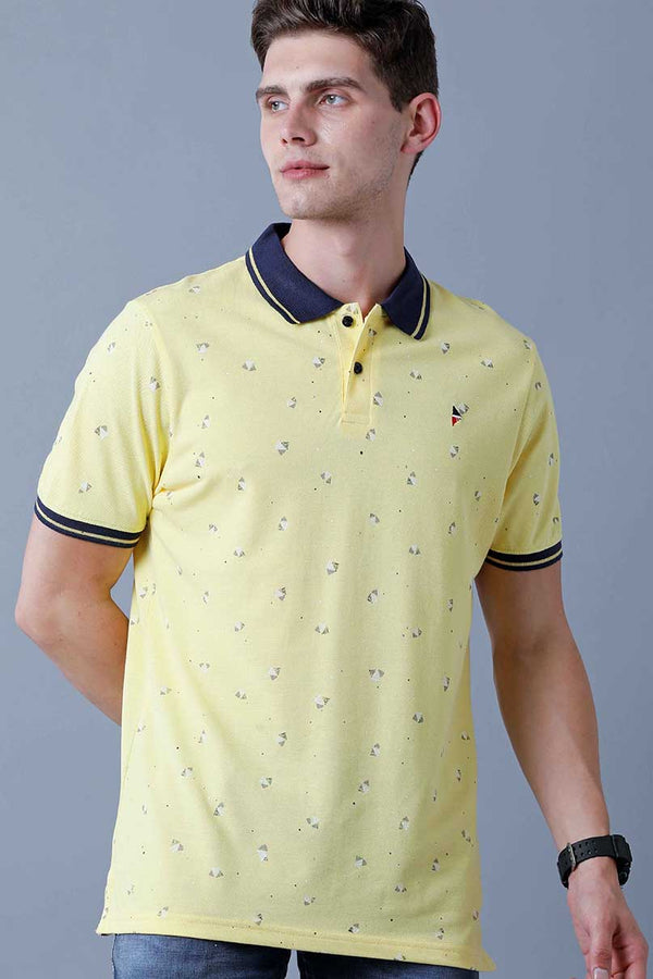 Yellow Printed Polo T-Shirt