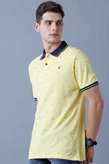 Yellow Printed Polo T-Shirt