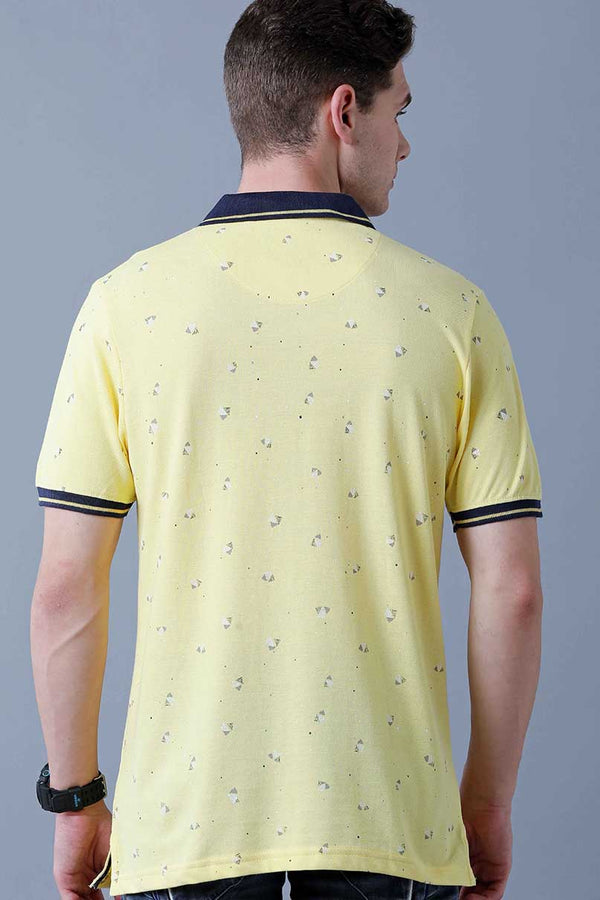 Yellow Printed Polo T-Shirt