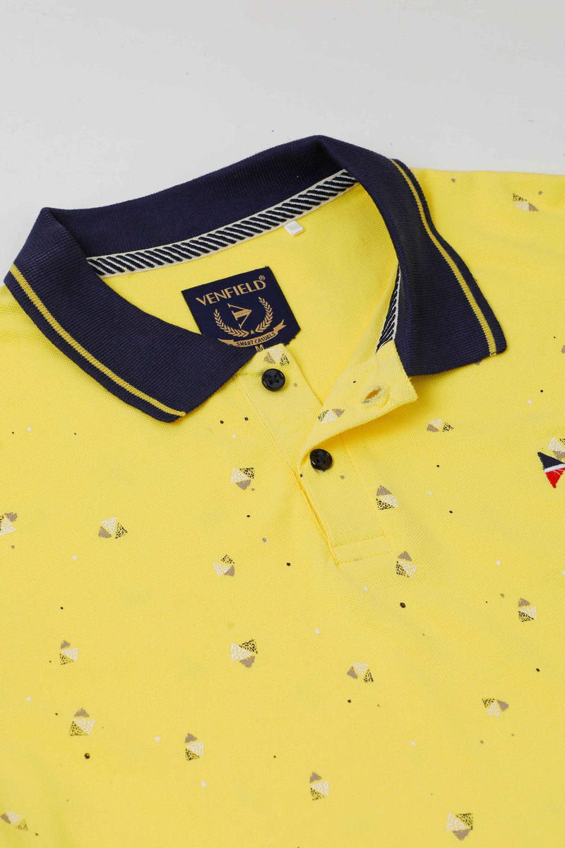 Yellow Printed Polo T-Shirt